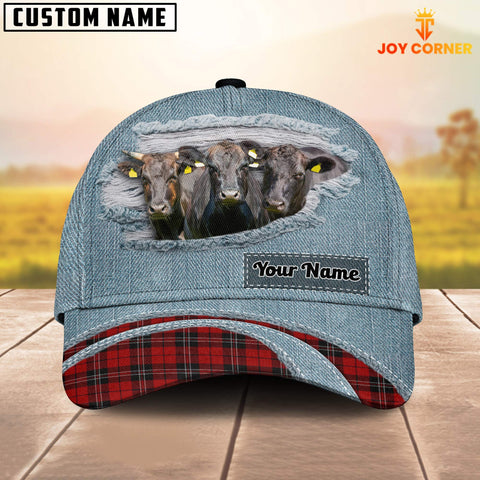 Joycorners Wagyu Red Caro And Jeans Pattern Customized Name Cap