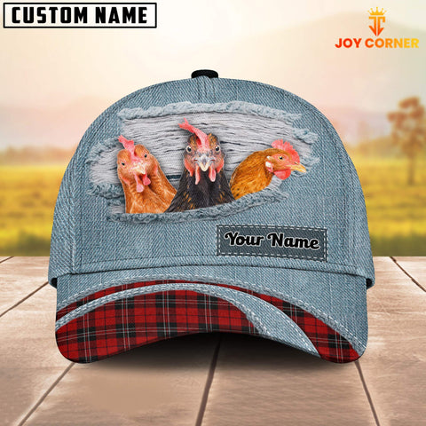 Joycorners Chicken Red Caro And Jeans Pattern Customized Name Cap