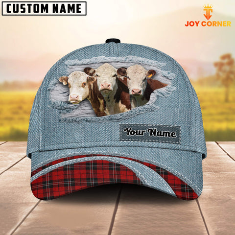 Joycorners Hereford Red Caro And Jeans Pattern Customized Name Cap
