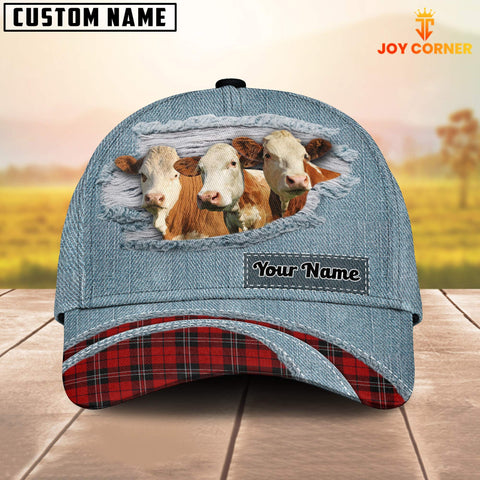 Joycorners Simmental Red Caro And Jeans Pattern Customized Name Cap