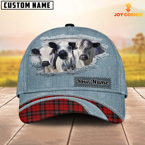 Joycorners Speckle Park Red Caro And Jeans Pattern Customized Name Cap