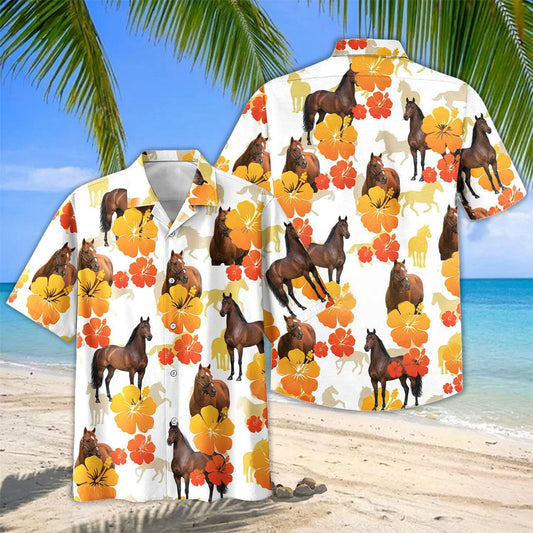 Joycorners Tropical Bay Horse Floral Hawaiian Shirt