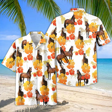 Joycorners Tropical Bay Horse Floral Hawaiian Shirt