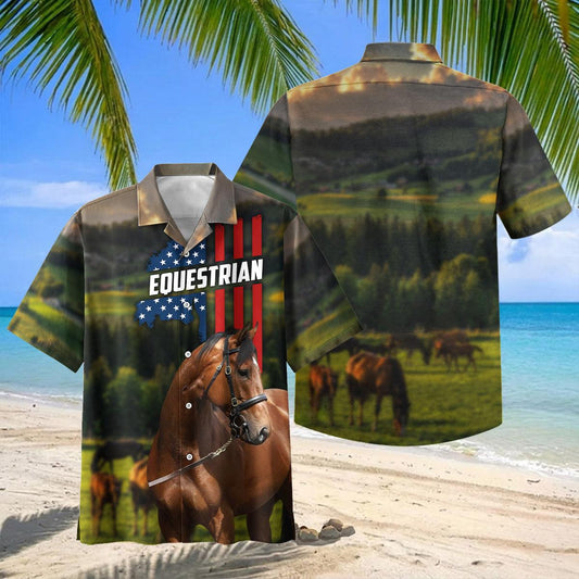 Joycorners Horse Equestrian Pasture Hawaiian Shirt