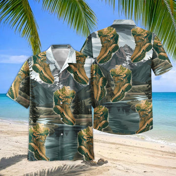 Joycorners Camping Hiking Boot Mountain Landscape Hawaiian Shirt