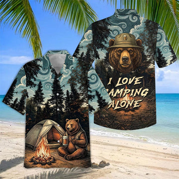 Joycorners I Love Camping Alone Bear Hawaiian Shirt