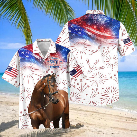Joycorners Horse America 250 Years of Freedom Hawaiian Shirt