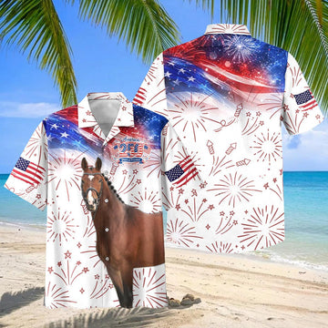 Joycorners Horse America 250 Years of Freedom Hawaiian Shirt