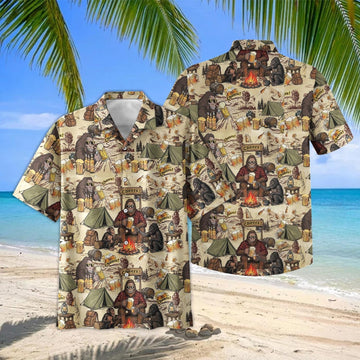 Joycorners Bigfoot Camping Cheers Beer Hawaiian Shirt