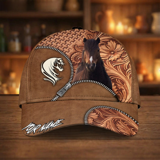 Joycorners Horse Zipper Leather Texture Cap – Western Cowboy Style (8 Breeds)