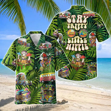 Joycorners Stay Trippy Little Hippie Camping Hawaiian Shirt