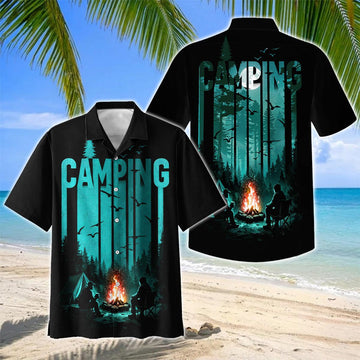Joycorners Camping Night Forest Bonfire Hawaiian Shirt