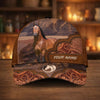 Joycorners Personalized Western Horse Tooled Leather Cap (9 Horses)