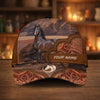 Joycorners Personalized Western Horse Tooled Leather Cap (9 Horses)
