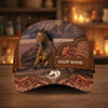 Joycorners Personalized Western Horse Tooled Leather Cap (9 Horses)