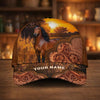 Joycorners Personalized Golden Sunset Tooled Leather Cap