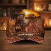 Joycorners Personalized Golden Sunset Tooled Leather Cap