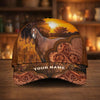 Joycorners Personalized Golden Sunset Tooled Leather Cap