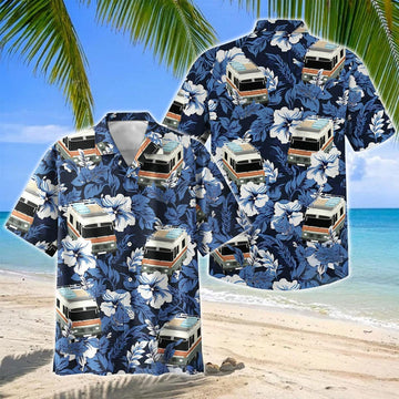 Joycorners Mercedes Camper Van Tropical Camping Hawaiian Shirt