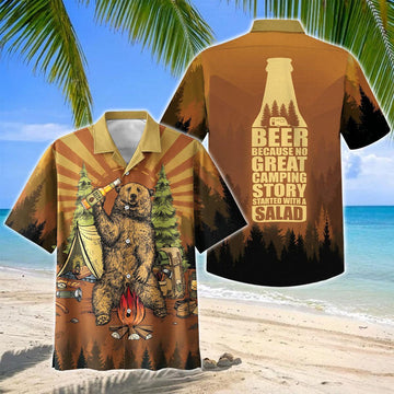 Joycorners Beer Because No Great Camping Story Started With A Salad Hawaiian Shirt
