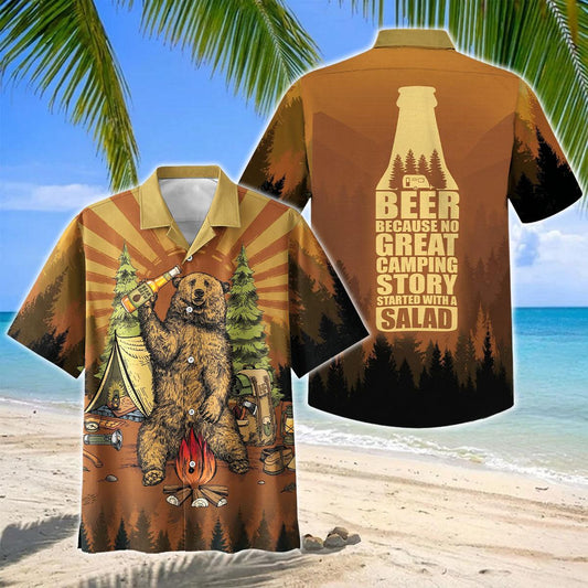 Joycorners Beer Because No Great Camping Story Started With A Salad Hawaiian Shirt