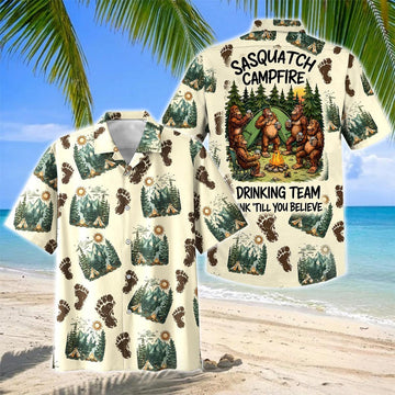 Joycorners Sasquatch Campfire Drinking Team Hawaiian Shirt