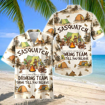 Joycorners Personalized Sasquatch Drinking Team Camping Hawaiian Shirt