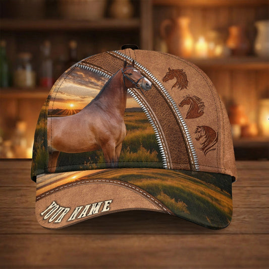 Joycorners Personalized Sunset Zipper Horse Portrait Cap