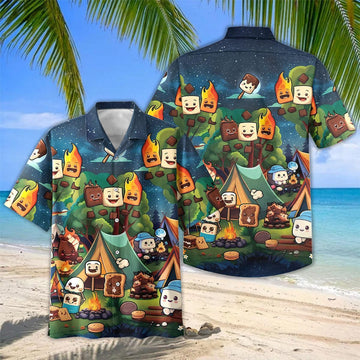 Joycorners Cute Smores Camping Night Hawaiian Shirt