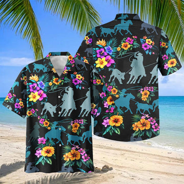 Joycorners Western Cowboy Rodeo Tropical Floral Hawaiian Shirt