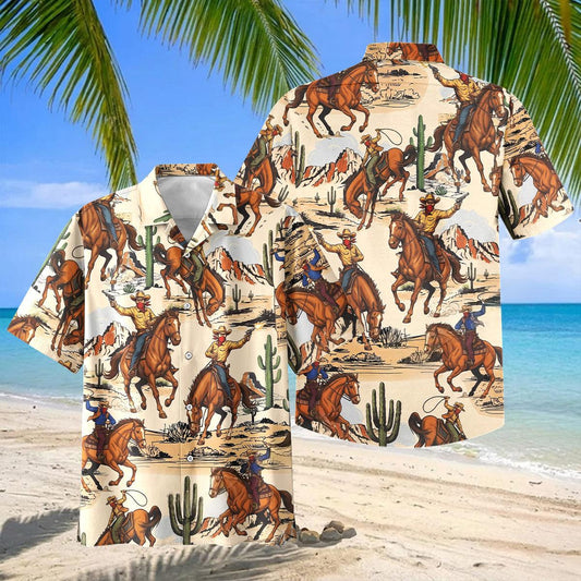 Joycorners Vintage Wild West Cowboy & Horse Hawaiian Shirt