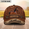 Joycorners Tooled Leather & Wild Horse Herd Horse Personalized Name 3D Cap (9 breeds)