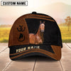 Joycorners Personalized Name Brown & Black Leather Horse Portrait 3D Cap