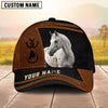 Joycorners Personalized Name Brown & Black Leather Horse Portrait 3D Cap