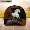 Joycorners Personalized Name Brown & Black Leather Horse Portrait 3D Cap