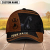 Joycorners Personalized Name Brown & Black Leather Horse Portrait 3D Cap