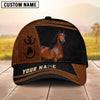 Joycorners Personalized Name Brown & Black Leather Horse Portrait 3D Cap