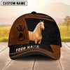 Joycorners Personalized Name Brown & Black Leather Horse Portrait 3D Cap