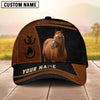 Joycorners Personalized Name Brown & Black Leather Horse Portrait 3D Cap