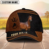 Joycorners Personalized Name Brown & Black Leather Horse Portrait 3D Cap