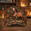Joycorners Personalized Name Autumn Trail Fall Leaf Camo Bay Horse 3D Cap