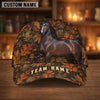 Joycorners Personalized Name Autumn Trail Fall Leaf Camo Bay Horse 3D Cap