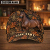 Joycorners Personalized Name Autumn Trail Fall Leaf Camo Bay Horse 3D Cap