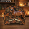 Joycorners Personalized Name Autumn Trail Fall Leaf Camo Bay Horse 3D Cap