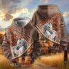 Joycorners Personalized Name Tooled Leather Horse Ranch Scene All-Over Print Hoodie (9 Breeds)