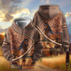 Joycorners Personalized Name Tooled Leather Horse Ranch Scene All-Over Print Hoodie (9 Breeds)