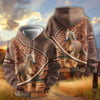 Joycorners Personalized Name Tooled Leather Horse Ranch Scene All-Over Print Hoodie (9 Breeds)