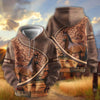 Joycorners Personalized Name Tooled Leather Horse Ranch Scene All-Over Print Hoodie (9 Breeds)