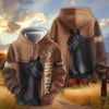 Joycorners Personalized Name Bay Horse Portrait Zip All-Over Print Hoodie (9 breeds)