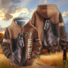 Joycorners Personalized Name Bay Horse Portrait Zip All-Over Print Hoodie (9 breeds)